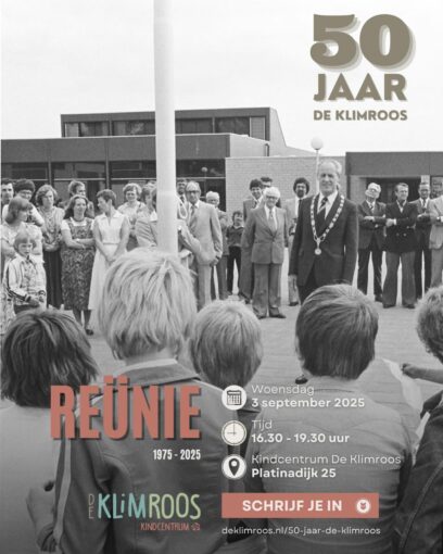 📣 𝐈𝐍𝐒𝐂𝐇𝐑𝐈𝐉𝐕𝐈𝐍𝐆𝐄𝐍 𝐆𝐄𝐎𝐏𝐄𝐍𝐃

Je kunt je vanaf nu inschrijven voor de reünie van De Klimroos op woensdag 3 september 2025 ter ere van ons 50-jarig bestaan! 

Inschrijven kan hier: www.deklimroos.nl/50-jaar-de-klimroos. De kosten bedragen €15,50.

Graag tot dan! 🥳